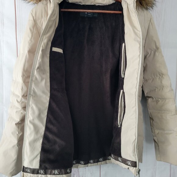 Calvin Klein Quilted Down Puffer Jacket w/ Detachable Faux Fur Trim, Women’s M, - Picture 2 of 8